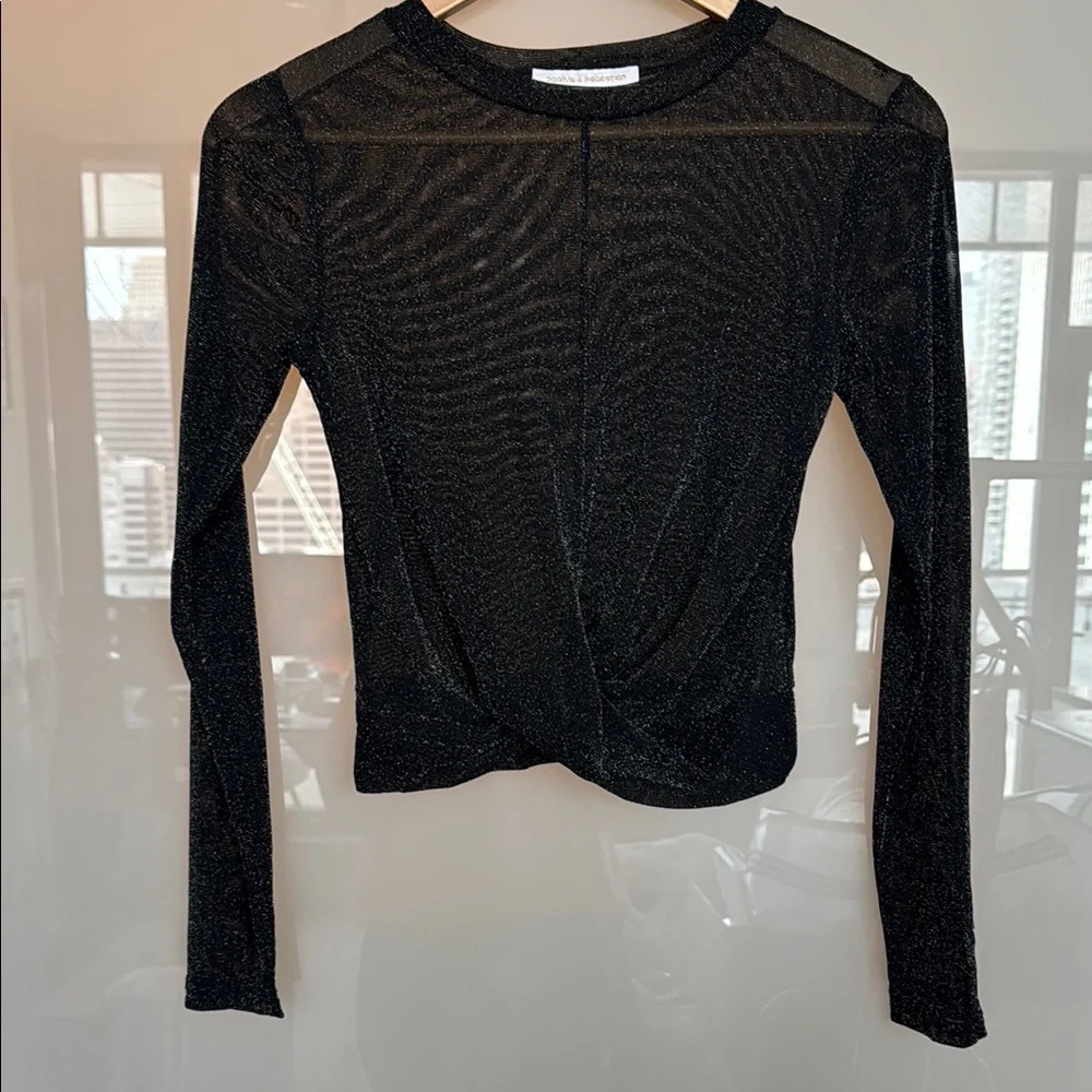 Black Fitted Crop Blouse with Long Sleeves - SIZE S - Never Worn! - Picture 3 of 7